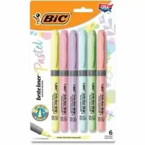 Bic BIC GBLDP61AST - Brite Liner Grip Highlighters, Assorted, 6 / Pack - Assorted Ink - 6 / Pack