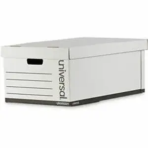 Universal Products UNV 95221 - Universal Medium-Duty Easy Assembly Storage Box, Legal Files, White, 12/Carton - Internal Dimensions: 15.13" Width x 24" Depth x 10.25" Height - Media Size Supported: Legal - Lift-off Closure - Medium Duty - Stackable - Corrugated Fiberboard - White - For Box File - 12 / Carton