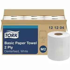Essity TRK 121204 - TORK Soft Centerfeed Hand Towel White M2 - 2 Ply11.80" Length - 600 Sheets/Roll - 7.70" Roll Diameter - 2 29/32" Core - White - Fiber - 6 / Carton