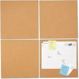 Universal Products UNV 43404 - Universal Cork Board - 12" Board Height x 12" Board Width x 0.37" Board Depth - Brown Natural Cork Surface - Noise Absorbant - 12" Height x 12" Width x 0.4" Depth - 4 / Pack