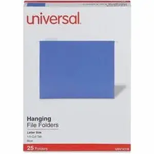 Universal Products UNV 14116 - Universal 1/5 Tab Cut Letter Hanging Folder - 8 1/2" x 11" - Assorted Tab Position - 11 pt. - Stock - Blue - 25 / Box