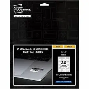 Avery Dennison 60531 - Avery® PermaTrack Destructible Asset Tag Labels - 0.75" Length x 2" Width - Rectangular - White - 240 / Pack