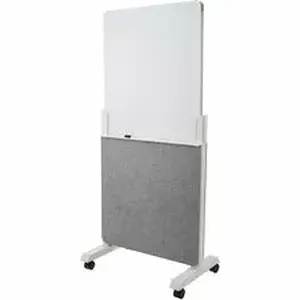 Acco Brands Q293066W - Quartet Agile Glass Dry-Erase Easel - White Tempered Glass Surface - Gray Frame - Stain Resistant, Ghost Resistant, Handle, Casters - Assembly Required - 1 Each
