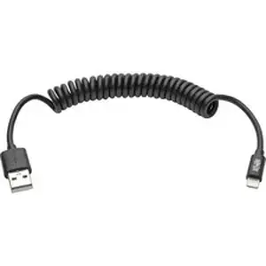 Eaton Tripplite TRP M100004COILB - Tripp Lite series Lightning Connector USB Coiled Cable - 4 ft Lightning/USB Data Transfer Cable for Desktop Computer, iPhone, iPad, iPod, Notebook, Charger - First End: Lightning - Second End: USB Type A - Nickel Plated Connector - Black - 1 Each