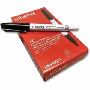 Universal Products UNV 43671 - Universal Pen Style Dry Erase Marker, Fine Bullet Tip, Black, Dozen - Black Ink - Dry - General Purpose - 12 / Dozen