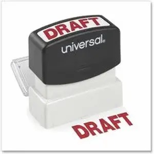 Universal Products UNV 10049 - Universal Pre-inked Stamp - Message Stamp - DRAFT - 1.69" Impression Width - Red - ABS Plastic - Recycled - 1 Each - TAA Compliant