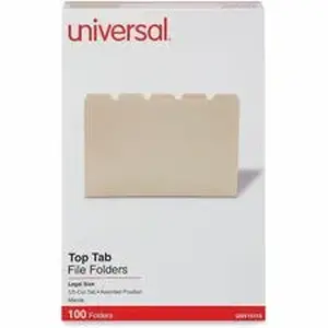 Universal Products UNV 15115 - Universal 1/5 Tab Cut Legal Top Tab File Folder - 8 1/2" x 14" - 3/4" Expansion - Assorted Tab Position - 11 pt. - Manila Paper - 100 / Box