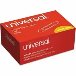 Universal Products UNV 72220BX - Universal Paper Clips, Jumbo, Smooth, Silver, 100/Box - Jumbo - 1.9" Length x 0.5" Width - Silver - Steel Wire - 100 / Box