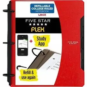 Acco Brands 29328 - Mead Five Star Flex Hybrid NoteBinder - 1" Binder Capacity - 200 Sheet Capacity - Pocket: 2 - 5 Divider - Plastic - Multi-colored - TechLock Ring, Durable, Foldable - 1 Each
