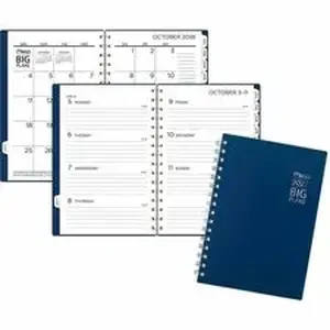 Acco Brands AAG CRW43020 - Cambridge 2022-2023 BIG PLANS Weekly Monthly Planner, Navy, Small, 5 1/2" x 8 1/2" - Small - Weekly, Monthly - 24 Month - January 2025 to December 2026 - 1 Week, 1 Month Double Page Layout - 3 1/2" x 6" Sheet Size - White Sheet - Stapled - Blue - Poly - Navy Cover - 1 Each