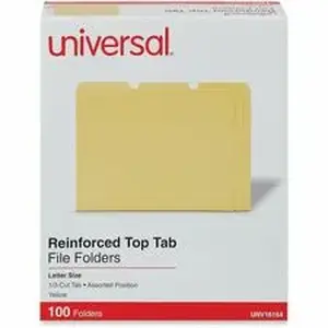 Universal Products UNV 16164 - Universal 1/3 Tab Cut Letter Top Tab File Folder - 8 1/2" x 11" - 1" Expansion - Assorted Tab Position - 11 pt. - Stock - 100 / Box