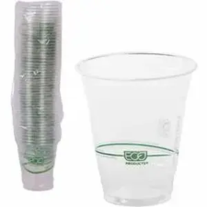 Eco-products,inc. ECO EPCC12GSA - Eco-Products 12 oz GreenStripe Cold Cups - 12 fl oz - Clear, Green - Polylactic Acid (PLA) - Cold Drink - 1 Pack