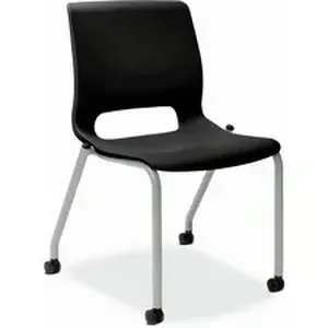 Hon Company HON MG101ON - HON Motivate Chair - Plastic Seat Material - Black Back Color - Plastic Back Material - Platinum Metallic Frame Color - Reinforced Resin Frame Material - Onyx - Plastic - 2 / Carton