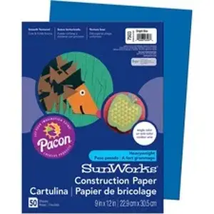 Pacon Corporation PAC 7503 - SunWorks Construction Paper - Multipurpose - 12" Width x 9" Length - Brite Blue - Paper - 50 / Pack