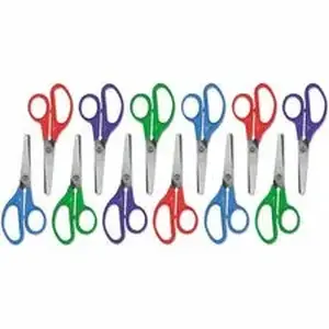 Universal Products UNV 92023 - Universal Scissors - Child - 1.75" Cutting Length - 5" Overall Length - Straight-left/right - Stainless Steel - Round Tip - Multi - 12 / Box