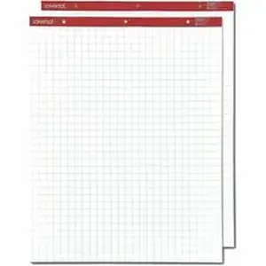 Universal Products UNV 35602 - Universal Easel Pad - 1 Subject(s) - 50 Sheets - Tape Bound - Quad Ruled Front Ruling - 3 Hole(s) - 18 lb Basis Weight - 34" Height x 27" Width - White Paper - Chipboard Cover - 2 / Carton
