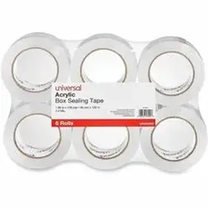 Universal Products UNV 53200 - Universal Packaging Tape - 109 yd Length x 1.88" Width x 2 mil Thickness - 3" Core - Clear - Acrylic - Plastic Backing - 6 / Pack