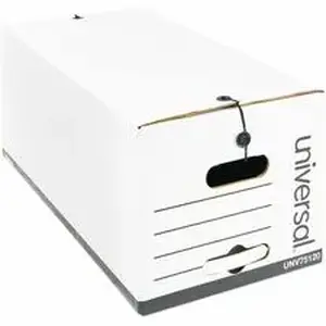 Universal Products UNV 75120 - Universal Economical Easy Assembly Storage Files, Letter Files, White, 12/Carton - Internal Dimensions: 12" Width x 24" Depth x 10" Height - Media Size Supported: Letter - Flap, String/Button Closure - Medium Duty - Stackable - Corrugated Fiberboard - White - For Box File - 12 / Carton