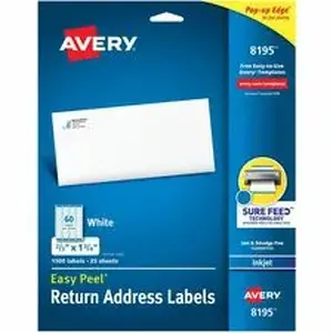 Avery Dennison AVE 8195 - Avery® Easy Peel Inkjet Return Address Labels - 2/3" Width x 1 3/4" Length - Permanent Adhesive - Rectangle - Inkjet - Matte - White - Paper - 60 / Sheet - 25 Total Sheets - 1500 Total Label(s) - 1500 / Pack