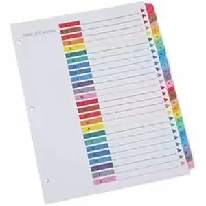 Universal Products UNV 24812 - Universal Index Divider - 26 Printed Side Tab(s) - Character - A-Z - 8.5" Divider Width x 11" Divider Length - Letter - 3 Hole Punched - White Paper Divider - Assorted Paper Tab(s) - 30% Recycled - Double-sided, Mylar Reinforced Edge, Laminated Tab - 1 Set