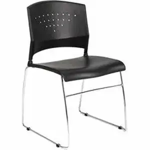 Norstar Office Products Inc BOP B1400BK1 - Boss Black Stack Chair With Chrome Frame, 1Pc Pack - Black Seat Color - Polypropylene Seat Material - Black Back Color - Polypropylene Back Material - Chrome Frame Material - Sled Base - 1 Each
