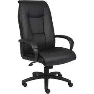 Norstar Office Products Inc BOP B7601 - Boss B7601 High Back Executive Chair - Black Seat Color - Leather Seat Material - Black Frame Color - 5-star Base - 1 Each