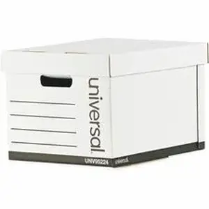 Universal Products UNV 95224 - Universal Storage Case - Internal Dimensions: 12" Width x 15" Depth x 10.25" Height - Media Size Supported: Letter, Legal - Lift-off Closure - Heavy Duty - Stackable - Corrugated Fiberboard - White - For Box File - 12 / Carton