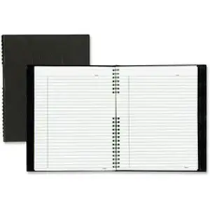 Dominion Blueline Inc RED A10200EBLK - Blueline NotePro Hard Romanel Cover Notebook - Letter - 200 Sheets - Twin Wirebound - Ruled Margin - Letter - 8 1/2" x 11" Sheet Size - Black Cover - Pocket, Hard Cover, Index Sheet, Micro Perforated, Self-adhesive Tab - Recycled - 1 Each