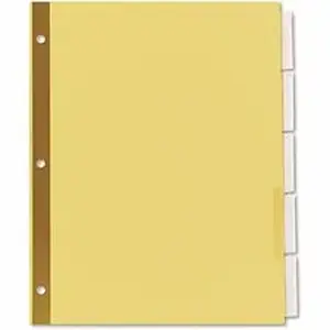 Universal Products UNV 21875 - Universal Index Divider - 5 Write-on Side Tab(s) - Letter - 8.50" Width x 11" Length - 3 Hole Punched - Buff Paper Divider - Clear Plastic Tab(s) - Recycled - Customizable, Double-sided, Gold Reinforced Binding Edge - 6 / Pack