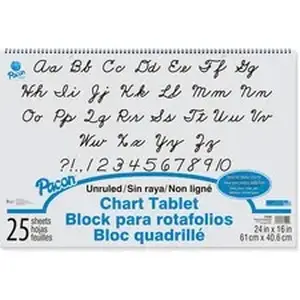 Dixon Ticonderoga Co. PAC 74520 - Pacon Unruled Chart Tablet - 25 Sheets - Plain - Spiral Bound - Unruled Front Ruling - 24" x 16" Sheet Size - White Paper - Stiff Cover - Sturdy Back, Recyclable - 1 Each
