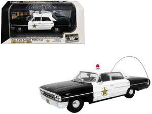 Iconic Replicas 43-0364 - 1964 Ford Galaxie 500 Police Car "Mount Airy Mayberry Sheriff" Black and White 1/43 Diecast Model by Iconic Replicas