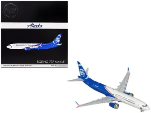 Geminijets G2ASA1294 - Boeing 737 MAX 8 Commercial Aircraft "Alaska Airlines - Honoring Those Who Serve" (N806AK) White and Blue "Gemini 200" Series 1/200 Diecast Model Airplane by GeminiJets