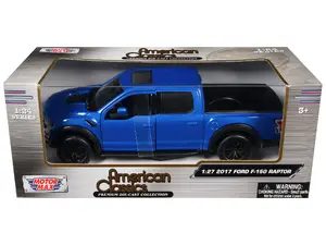 Motormax 79344lbl - 2017 Ford F-150 Raptor Pickup Truck Medium Blue Metallic 1/27 Diecast Model Car by Motormax