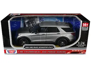 Motormax 76988S-BB - 2022 Ford Police Interceptor Utility Unmarked Silver Metallic "Builder's Kit" "Law Enforcement and Public Service" Series 1/24 Diecast Model Car by Motormax