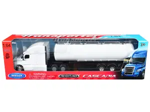 Welly 68062W-WH - Freightliner Cascadia Oil Tanker Plain White "Transporter" Series 1/64 Diecast Model by Welly