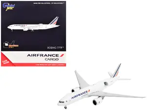 Geminijets GJ2148 - Boeing 777F Commercial Aircraft "Air France Cargo" (F-GUOC) White with Red and Blue Striped Tail "Interactive Series" 1/400 Diecast Model Airplane by GeminiJets