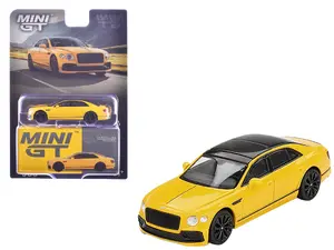 Mini Gt MGT00955 - Bentley Flying Spur Monaco Yellow with Black Top Limited Edition 1/64 Diecast Model Car by Mini GT
