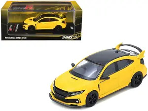 Inno Models IN64-FK8-YL - Honda Civic Type R (FK8) RHD (Right Hand Drive) Yellow with Black Top 1/64 Diecast Model Car by Inno Models