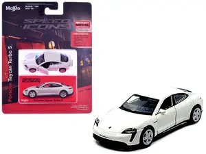 Maisto 15700-24H - Porsche Taycan Turbo S White "Speed Icons" Series 1/64 Diecast Model Car by Maisto
