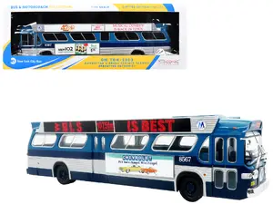Iconic Replicas 43-0666 - 1963 GM TDH-5303 Transit Bus "MTA York City Surface Transit" Blue Two-Tone with Graphics "The Bus & Motorcoach Collection" Limited Edition to 504 pieces Worldwide 1/43 Plastic Model by Iconic Replicas