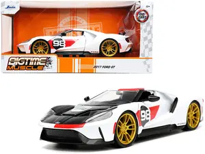 Jada Toys 32700 - 2021 Ford Gt #98 White "Heritage Edition" "Bigtime Muscle" Series 1/24 Diecast Model Car by Jada