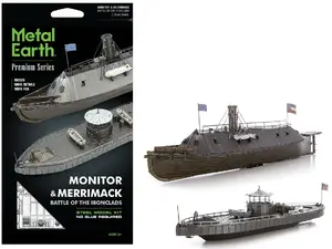 Metal Earth 1-ICX231 - Model Kit USS Monitor and USS Merrimack Ironclad Warships "Battle of the Ironclads" (Challenging Difficulty) Steel Model by Metal Earth