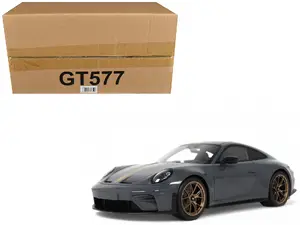 Gt Spirit GT577 - 2025 Porsche 911 (992.2) GT3 Touring Gray with Gold Stripe 1/18 Model Car by GT Spirit
