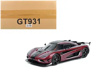 Gt Spirit GT931 - 2017 Koenigsegg Agera RS Deep Red Metallic with Black Stripes 1/18 Model Car by GT Spirit