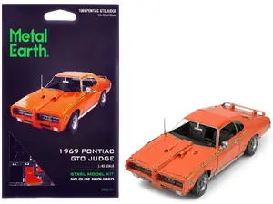 Metal Earth 1-ME1027 - Model Kit 1969 Pontiac GTO Judge Orange with Black Stripes (Moderate Difficulty) Steel Model by Metal Earth