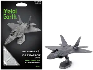 Metal Earth 1-ME1016 - Model Kit Lockheed Martin F-22 Raptor Stealth Aircraft "United States Air Force" (Moderate Difficulty) Steel Model by Metal Earth
