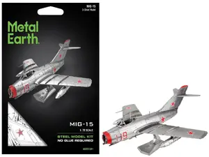 Metal Earth 1-ME1040 - Model Kit Mikoyan-Gurevich MiG-15 Fighter Aircraft "Korean War" Soviet Air Force (Moderate Difficulty) Steel Model by Metal Earth
