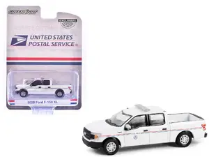Greenlight 30515 - 2020 Ford F-150 XL Pickup Truck "United States Postal Service (USPS) Postal Police" White with Red and Blue Stripes "Hobby Exclusive" Series 1/64 Diecast Model Car by Greenlight