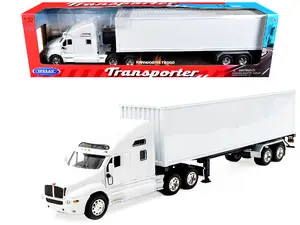 Welly 32211W-WHW - Kenworth T2000 Truck White with White Container "Transporter" Series 1/32 Diecast Model by Welly