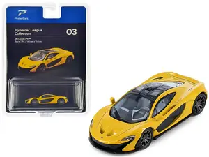 Postercars H03B - McLaren P1 Volcano Yellow Metallic with Black Top "Hypercar League Collection" 1/64 Diecast Model Car by PosterCars